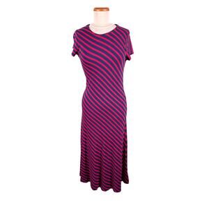 Vineyard Vines Dress Women Size Medium Diagonal Stripe Casual Stretch Midi Dress